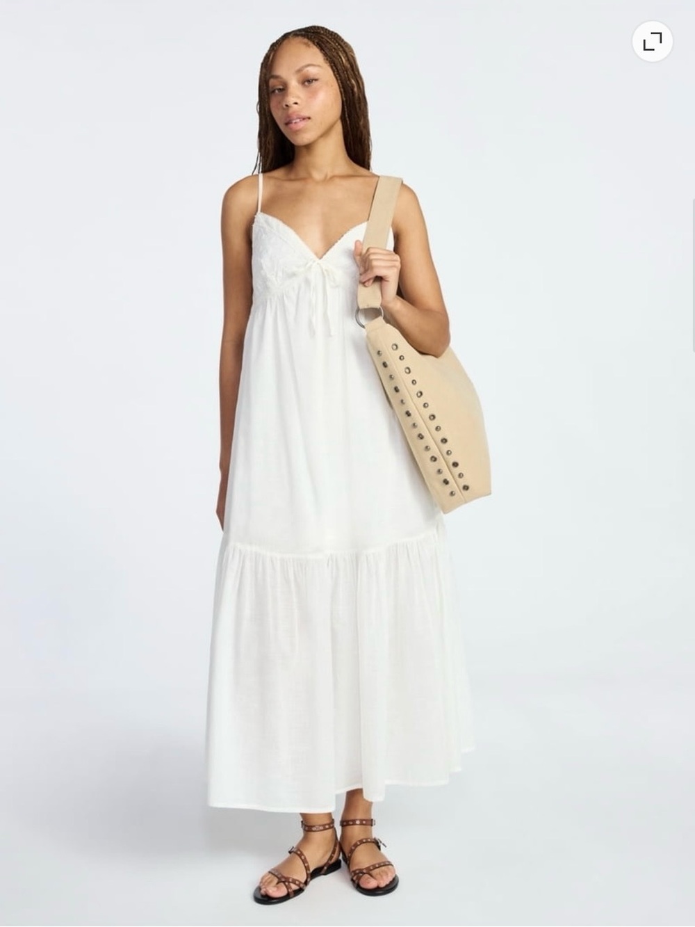 White Eyelet Tiered Maxi Dress